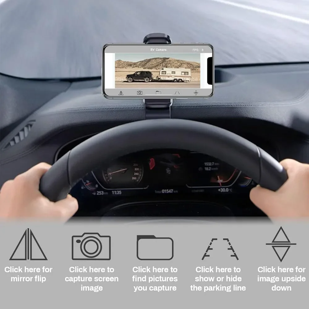 EWAY Magnetic Wireless Backup Camera Rechargeable Trailer RV Reverse - Black